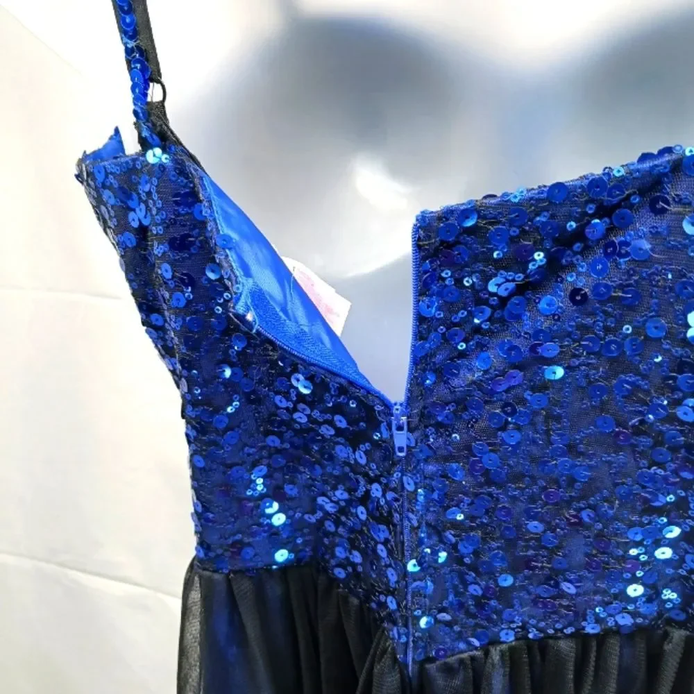 Masquerade Women's 11/12 Blue Sequined Ballerina Midi Dress. Lined. Fits 36C.... - Picture 4 of 12